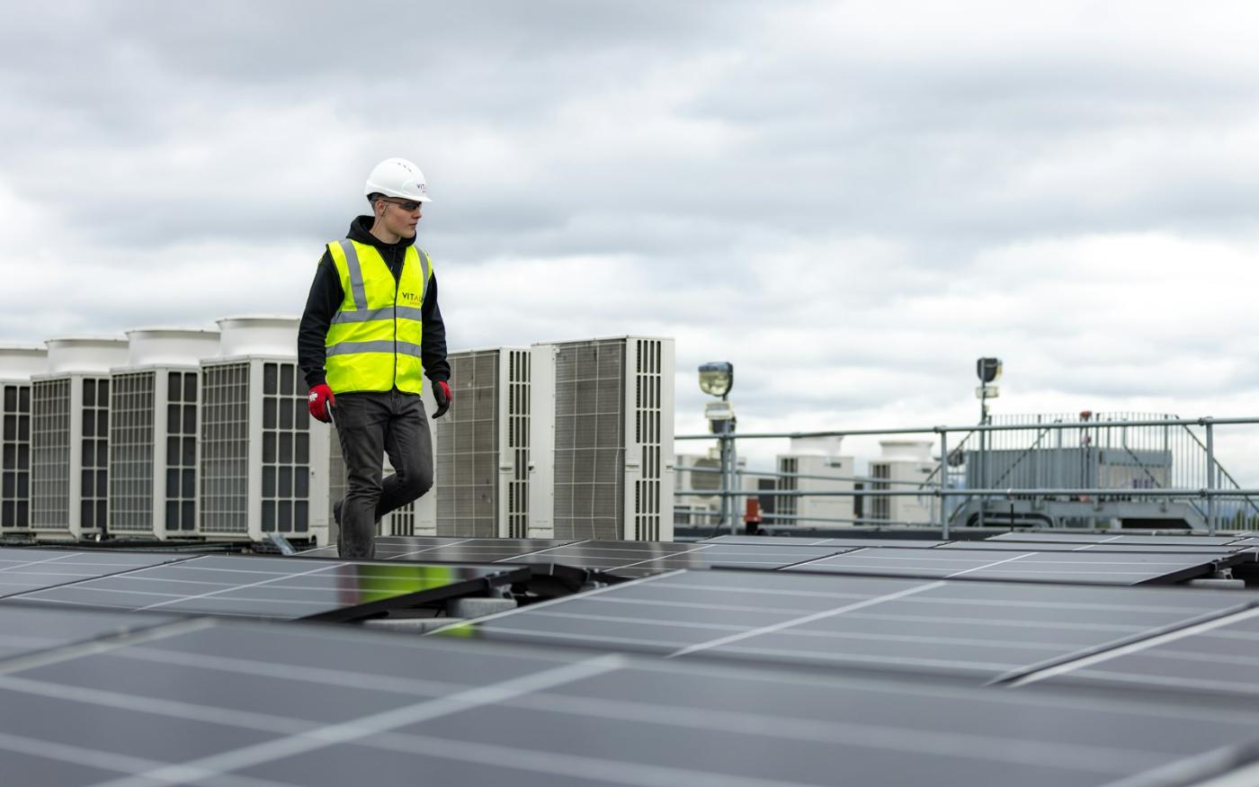 White single-ply membrane around rooftop units