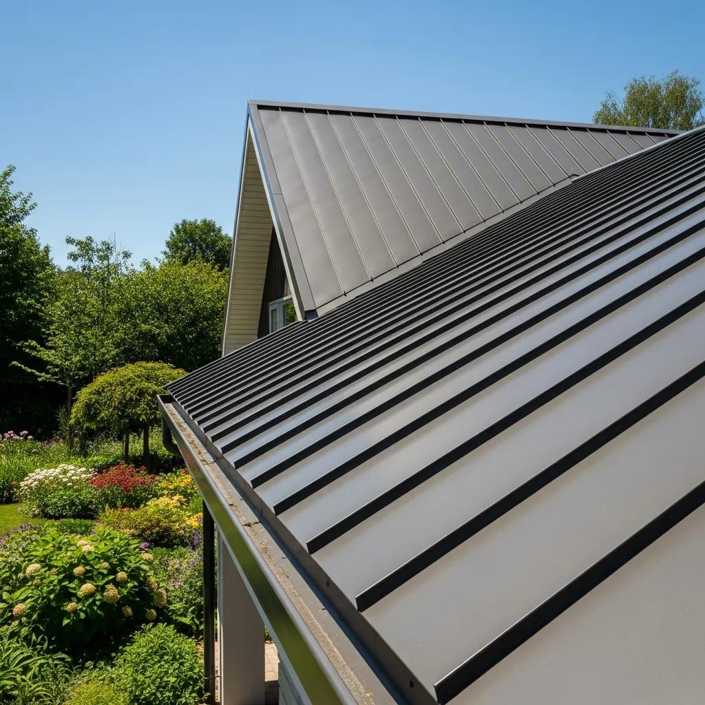 Close-up of a standing seam metal roof showcasing its design and durability