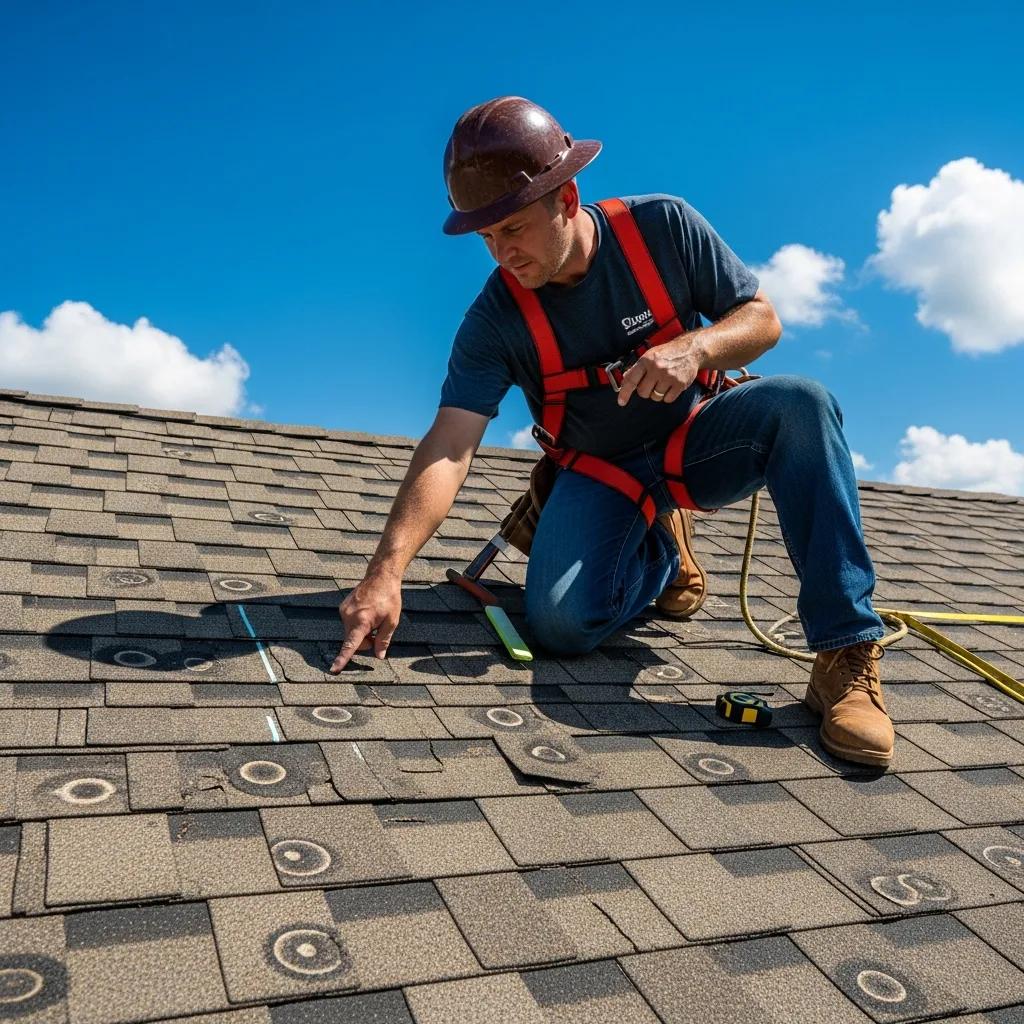Roofing team repairing hail damage on a residential roof in Marietta, GA